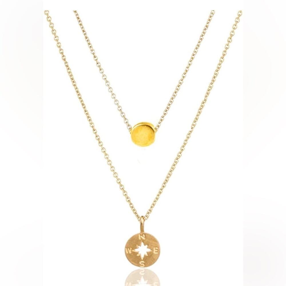 NWT going places layered compass necklace in gold